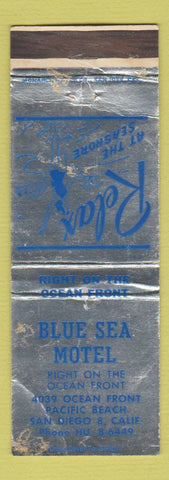 Matchbook Cover - Blue Sea Motel San Diego CA Girlie WORN