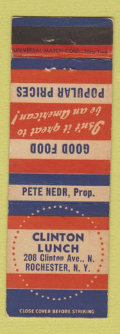 Matchbook Cover - Clinton Lunch Rochester NY WEAR