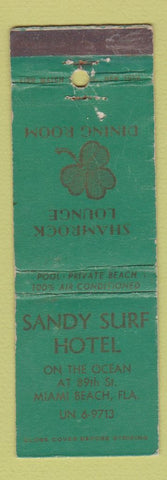 Matchbook Cover - Sandy Surf Hotel Miami Beach FL WORN