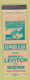 Matchbook Cover - Gerald Levitch Selectman Election Greenfield WEAR