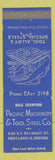 Matchbook Cover - Pacific Machinery Tool Steel Portland OR