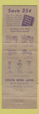 Matchbook Cover - South Bend Tools Lathes OH 1956