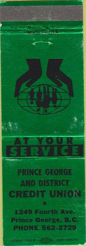 Matchbook Cover - Prince George Credit Union Prince George BC