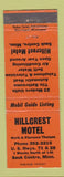 Matchbook Cover - Hillcrest Motel Sauk Centre MN