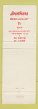 Matchbook Cover - Brothers Restaurant Newark NJ