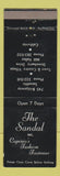 Matchbook Cover - The Sandal Inc Shoes Mill Valley Sausalito CA