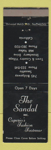 Matchbook Cover - The Sandal Inc Shoes Mill Valley Sausalito CA