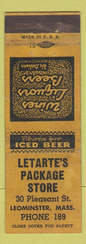 Matchbook Cover - Letarte's Package Liquor Leominster MA WORN