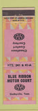 Matchbook Cover - Blue Ribbon Motor Court Shelbyville TN WEAR