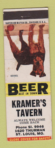Matchbook Cover - Kramer's Tavern St Louis MO Terrier Dog WEAR