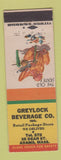 Matchbook Cover - Greylock Beverage Company Adams MA