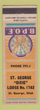 Matchbook Cover - Elks Lodge St George UT