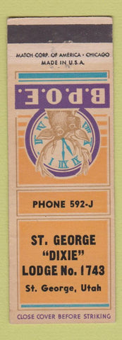 Matchbook Cover - Elks Lodge St George UT