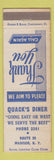 Matchbook Cover - Quick's Diner Madison NY