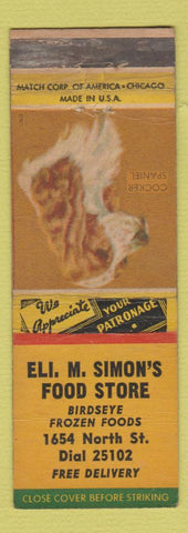 Matchbook Cover - Eli M Simon's Food Store Cocker Spaniel WEAR