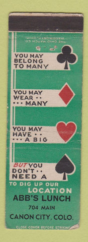 Matchbook Cover - Abb's Lunch Canon City Colorado WEAR