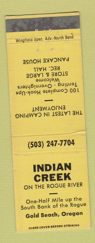 Matchbook Cover - Indian Creek Gold Beach FL camping WEAR
