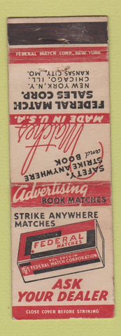 Matchbook Cover - Federal Matches New York City WEAR