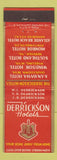 Matchbook Cover - Derrickson Hotels Charlestown Wheeling WV Norfolk VA