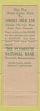 Matchbook Cover - Plymouth National Bank MA