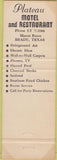 Matchbook Cover - Plateau Motel Restaurant Brady TX