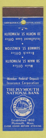 Matchbook Cover - Plymouth National Bank MA
