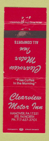 Matchbook Cover - Clearview Motor Inn Hanvoer PA WEAR