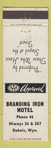 Matchbook Cover - Branding Iron Motel Dubois WY WEAR