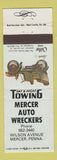 Matchbook Cover - Mercer Auto Wreckers PA WEAR