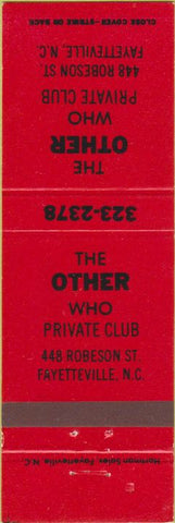 Matchbook Cover - The Other Who Private Club Fayetteville NC