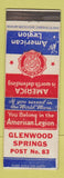 Matchbook Cover - American Legion Glenwood Springs Colorado