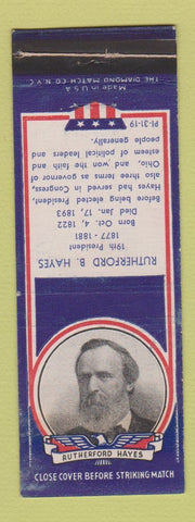Matchbook Cover - 1930's Diamond Presidents Rutherford B Hayes WEAR
