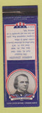 Matchbook Cover - 1930's Diamond Presidents Andrew Johnson WEAR