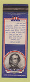 Matchbook Cover - 1930's Diamond Presidents John Tyler