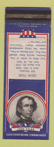Matchbook Cover - 1930's Diamond Presidents John Tyler