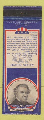 Matchbook Cover - 1930's Diamond Presidents Millard Fillmore