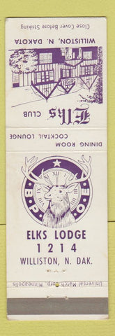 Matchbook Cover - Elks Lodge Williston ND