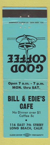 Matchbook Cover - Bill & Edie's Cafe Long Beach CA