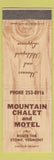 Matchbook Cover - Mountain chalet and Motel Stowe VT