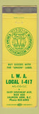 Matchbook Cover - IWA Woodworkers Union Salmon Arm BC WEAR