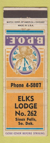 Matchbook Cover - Elks Lodge Sioux Falls SD