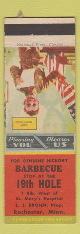 Matchbook Cover - BBQ 19th Hole Rochester MN patriotic WWII WEAR