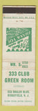 Matchbook Cover - 333 Club Green Room Ridgefield NJ WEAR