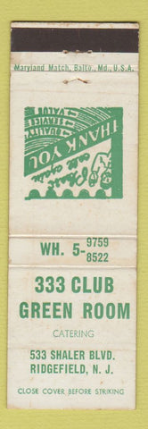 Matchbook Cover - 333 Club Green Room Ridgefield NJ WEAR