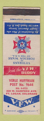 Matchbook Cover - VFW Fort Logan Colorado Verne Huffman WEAR