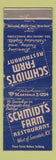 Matchbook Cover - Schmidt's Farm Restaurant Scarsdale NY WORN