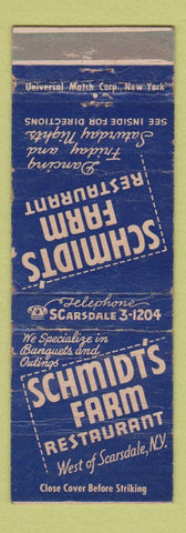 Matchbook Cover - Schmidt's Farm Restaurant Scarsdale NY WORN