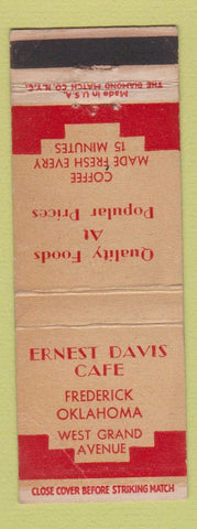 Matchbook Cover - Ernest Davis Cafe Frederick OK WEAR