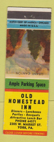 Matchbook Cover - Old Homestead Inn York PA