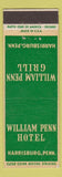 Matchbook Cover - William Penn Grill Harrisburg PA WEAR